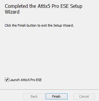 To launch the Backup Client immediately after the Attix5 Pro ESE Setup Wizard: 1. Ensure that the Launch Attix5 Pro ESE check box is selected. 2. Click Finish.