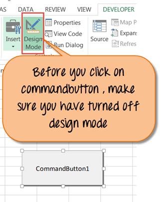 Step 5) After turning off the design mode, you will click on commandbutton1.