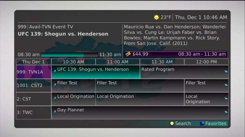 Pay Per View Pay Per View events may be purchased through the program guide.