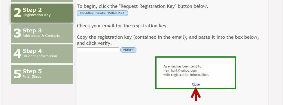 Option 1 - E-mail validation: For Option 1, a registration key will be sent to you in an email message. Once you obtain the key, you can enter the key on this page to complete the process.