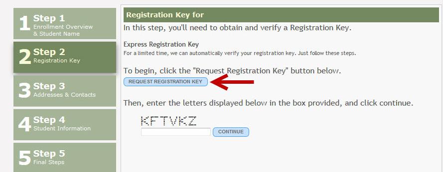 Option 2 - CAPTCHA validation: NOTE: This option is primarily used during a short-term registration event, such as Kinder Roundup.