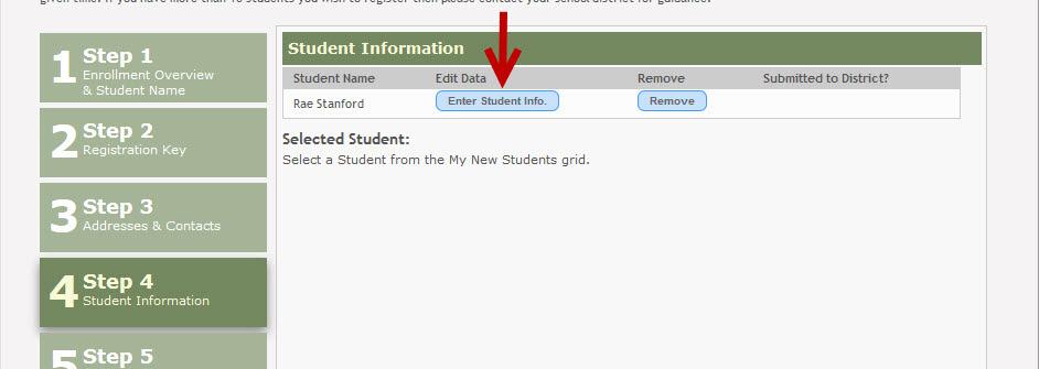 7. Click Save Changes to save your updates. 8. Click Continue. The Step 4 - Student Information page is displayed.