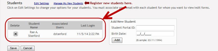 4. Type the Student Portal ID and birth date in the fields provided.