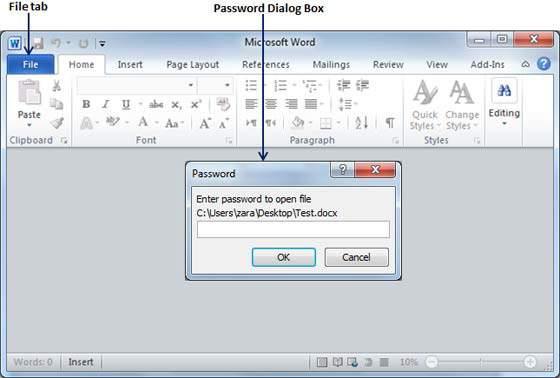 Step 4: Save the changes, and finally you will have your document password protected.