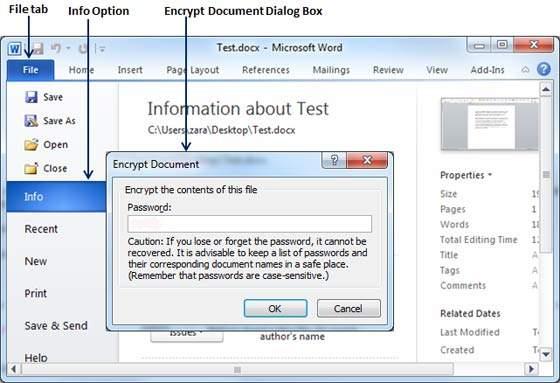 Step 3: Select Encrypt with Password option simply by clicking over it. This will display an Encrypt Document dialog box and password which will be in the form of dotted.
