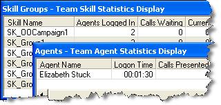 However, each type of display can only dock to another display of its own type. In other words, Skill Group displays dock to other Skill Group displays and Agent displays dock to other Agent displays.