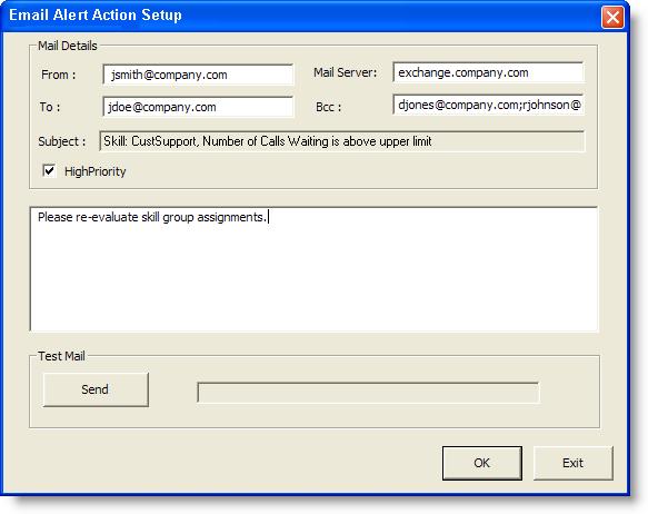 Creating Supervisor Work Flows Email Alert Action The Email Alert action (Figure 34) enables you to send an email to specified people whenever the threshold rules are not met.