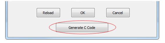 Generate C code button This file contains the definition of the Kinetis bootloader configuration structure and a variable filled with