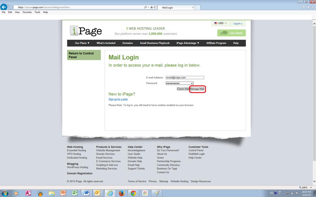 Change Password 1) If you want to change password, you can access this page : https://www.ipage.