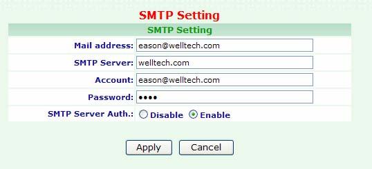 3.4.2 SMTP Setting SIPPBX 6200A can support Voice Mail to e-mail.