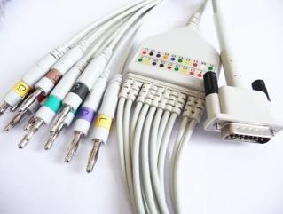 0 Fukuda EKG cable, IEC, 12ft Grey & DB15M>DIN3.