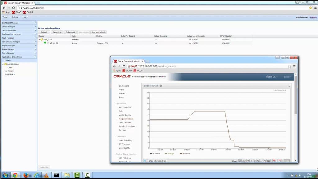 Oracle Communications Application Orchestrator allows setting of upper and lower processor load thresholds for scaling in and out of VNFs.