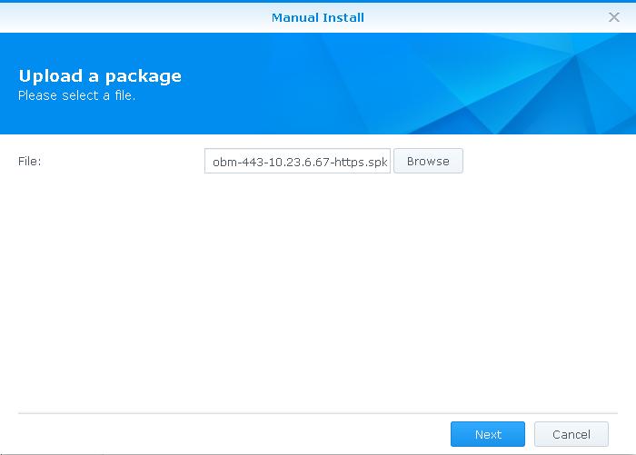 4. When the Manual Install window appears, click Browse to select the Backup App