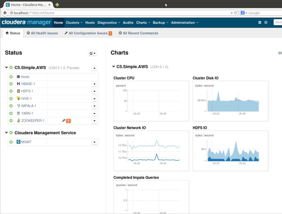 Connect to Cloudera Director Figure 10: Connecting to Cloudera Manager For ongoing management of the cluster or to launch additional clusters, you can use Cloudera Director s web interface at