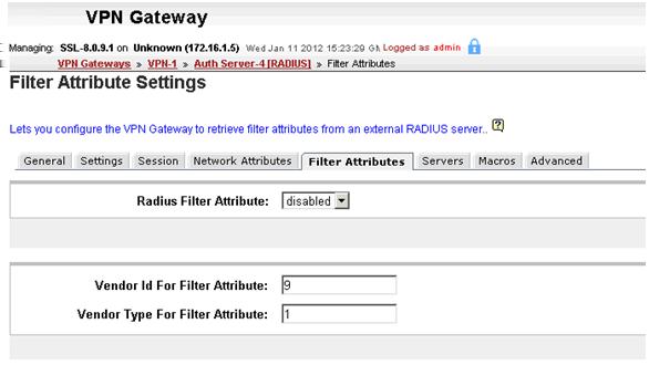 Appendix C: Configuring RADIUS authentication (with screens) Radius filter attribute: