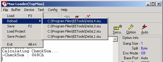 JEDEC file. The procedure is identical to loading a data file, except that the files in the current directory will have the JED extension.