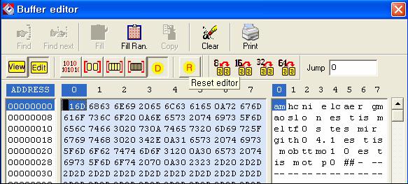 Set default Reset Editor The cursor