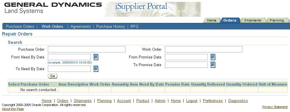 Purchase Orders on isupplier Work Order POs Work Orders are POs issued by GDLS for services performed on material owned by GDLS or its customers.