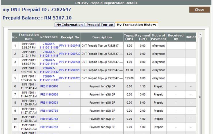 Top Up detail is updated in My Transaction History Diagram 3k Top Up Update in Prepaid System 3.
