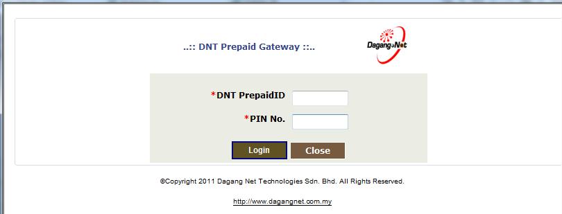 Key in DNT Prepaid ID and Pin No Click Login to enter Prepaid System Diagram 5e Login to Prepaid Account After