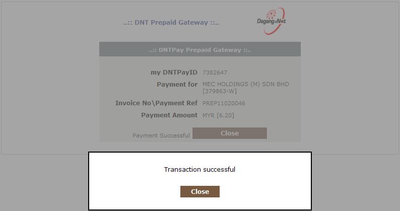 below. Diagram 5h Transaction Successful After the message box is closed.