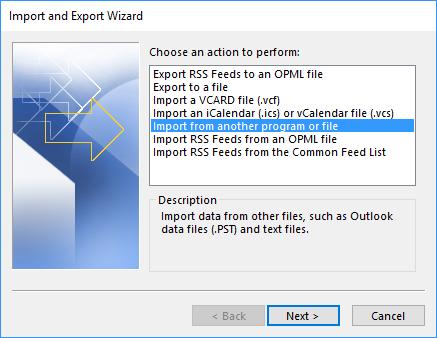 2.7. Then select Outlook Data
