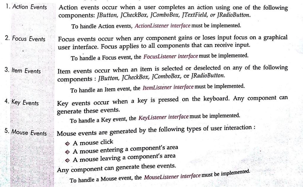 Types of Events Here are some of the