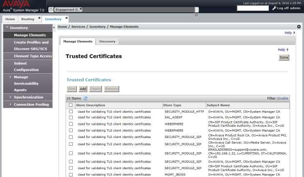 The Trusted Certificates screen will appear, as shown below. Click the Add button.
