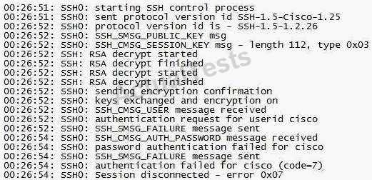 A. wrong user B. bad password C. SSH client not supported D.
