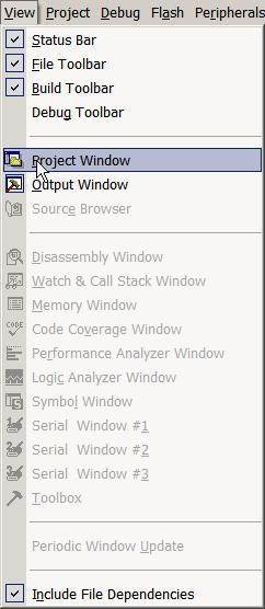 Open the Project Window view by selecting View / Project Window To configure the target click on the icon