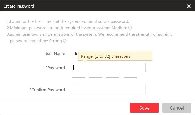 4. Click Save to create the password.