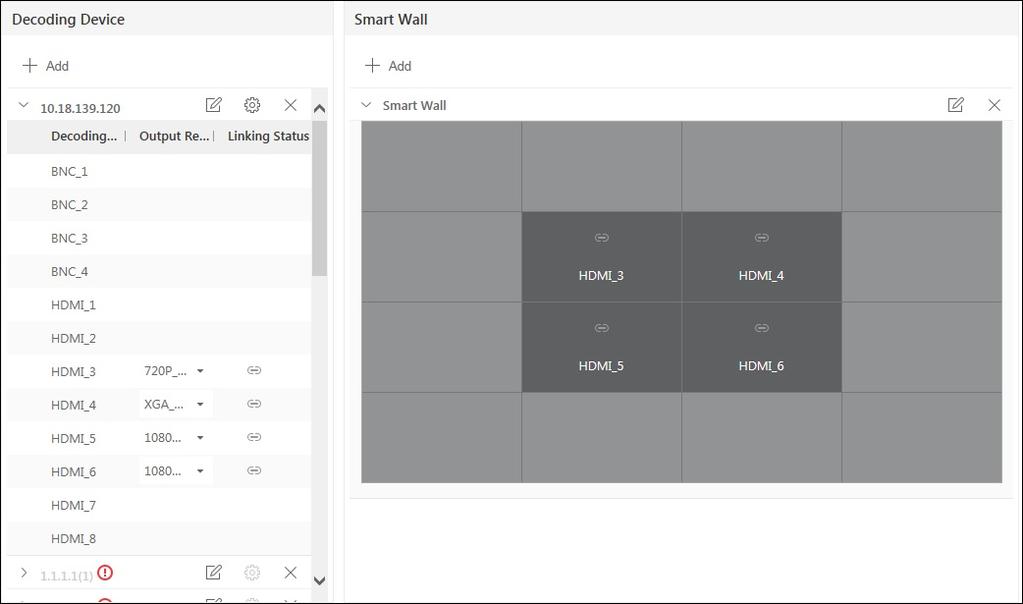 Adding Smart Wall You can add a smart wall to the system. 1. Click Physical View on the HikCentral Web Client Home page. 2. Click Smart Wall tab on the left. 3.