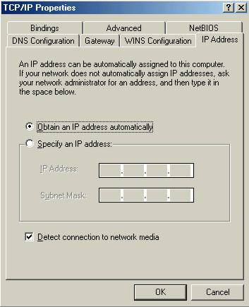4. Click the IP Address tab. -If your IP address is dynamic, select Obtain an IP address automatically.