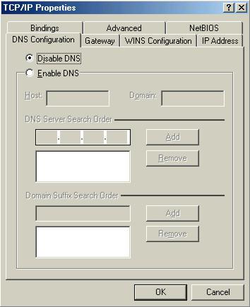 Subnet Mask fields. 5. Click the DNS Configuration tab. -If you do not know your DNS information, select Disable DNS.