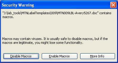 If using MS-Word 2003 or earlier versions of Word: When the file opens, a dialog similar to the following may be displayed.