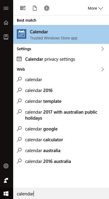 3 If you don t see the Calendar app in the Start menu, use the search feature.