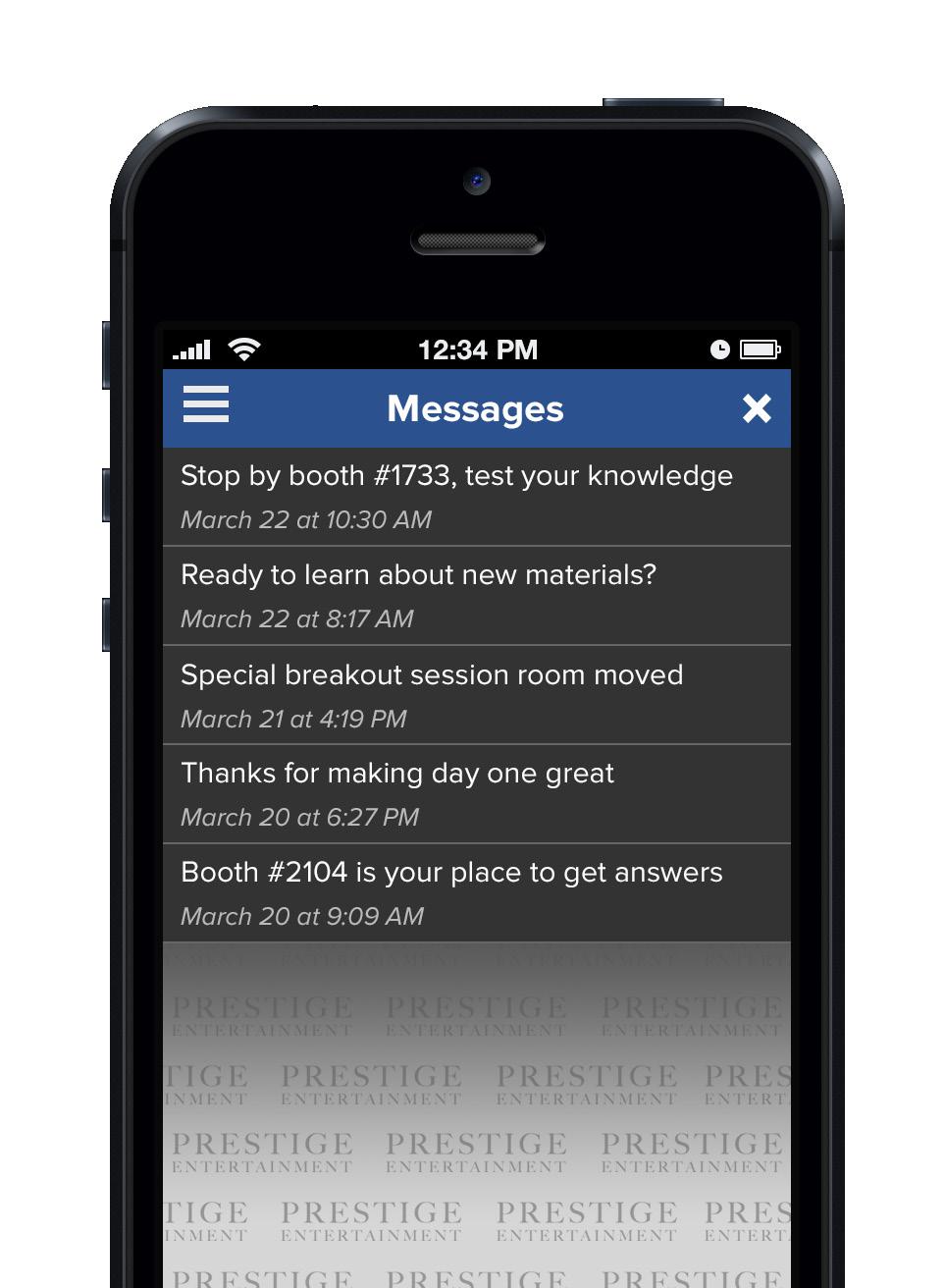 Feature a product on one of the banners or push a notification out to thousands of attendees.