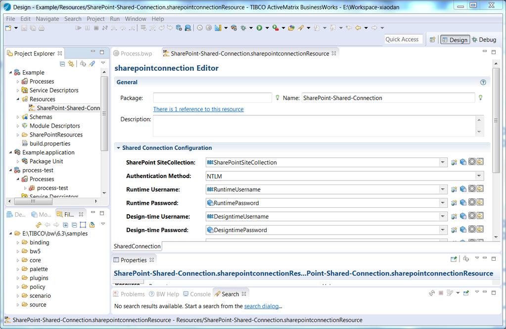10 4. Configure the SharePoint connection in the sharepointconnection Editor. See SharePoint Connection regarding the configuration fields. 5.