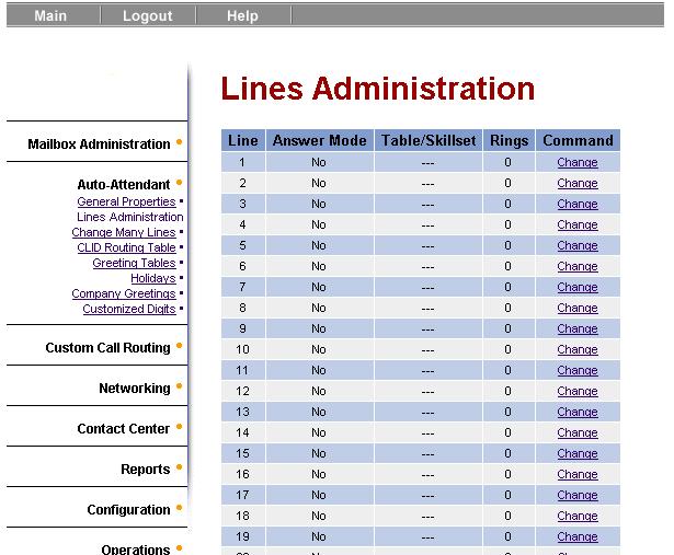 Lines Administration The system can answer all your incoming lines, or just the lines you specify.