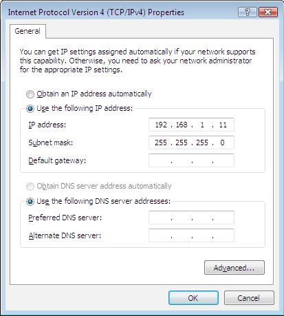 following DNS server address radio buttons. Then click OK to exit the setting. 7.