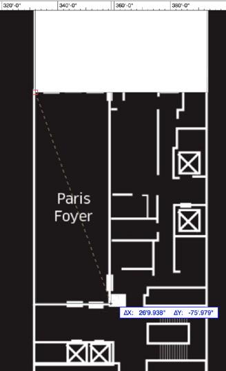 the Tool bar. 3. Snap your cursor to the bottom left corner of the rectangle we drew for the Paris Ballroom and click once. rectangle to add it to your selection. 4.