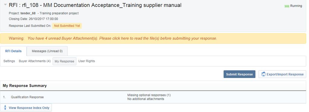 SOURCING The final step is to submit your response by clicking on «Submit Response».