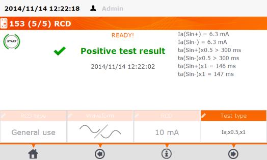 Start RCD test. Put RCD on after each tripping.