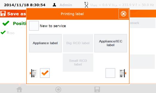 6 Label printing To print a label, the printing label option must be selected under Tester Configuration settings on home screen of the tester, and, if needed, the option for auto printing after test