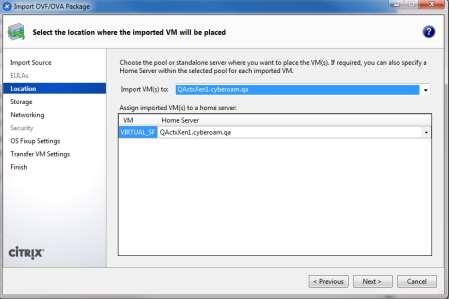 Step 4: Specify location to save the virtual appliance Select