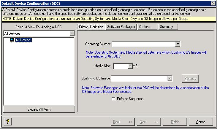 92 Chapter 7 Managing Default Device Configurations The Default Device Configuration (DDC) functionality allows you to configure default configurations for a group of devices.