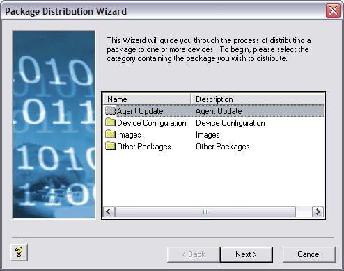 Device Manager 31 Using the Package Distribution Wizard to Schedule a Package for Distribution 1. Switch to the View containing the devices you want. 2.