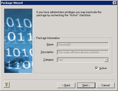 Package Manager 39 Register a Package from a Script File (.RSP) 1. In the tree pane of the Administrator Console, right-click Package Manager and select New > Package to open the Package Wizard.