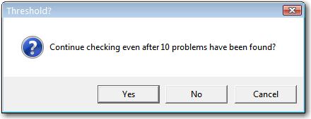 Checking Your SAS Software Depot 63 5. The utility asks whether you want it to continue checking your depot if it finds more than ten problems. Click Yes. 6. The utility asks whether you want it to list all of the files that it examines in its output report file.