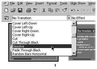 Basic concepts 6 The Slide Sorter view is the best way to add effects to the transitions between slides.